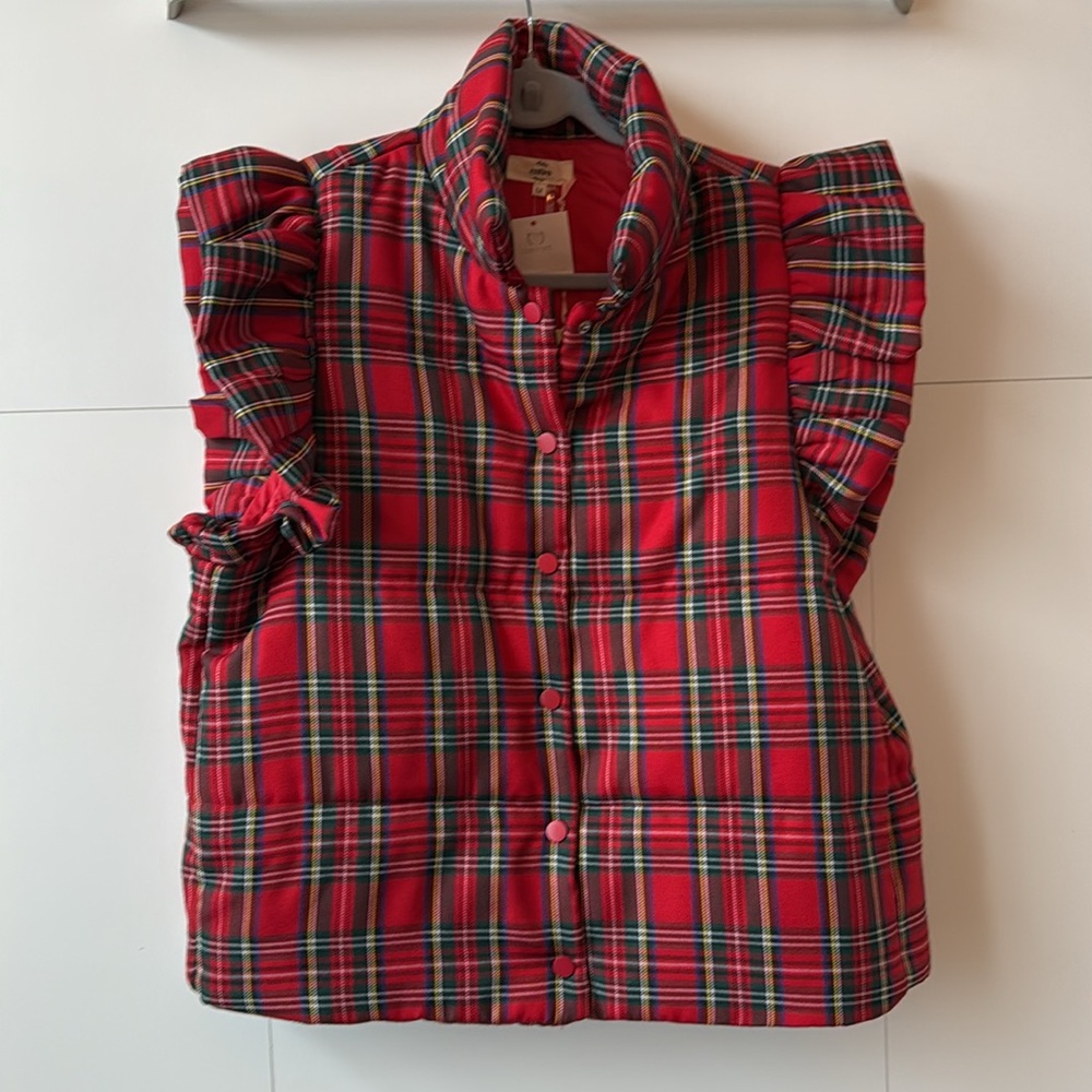 Plaid puffer vest